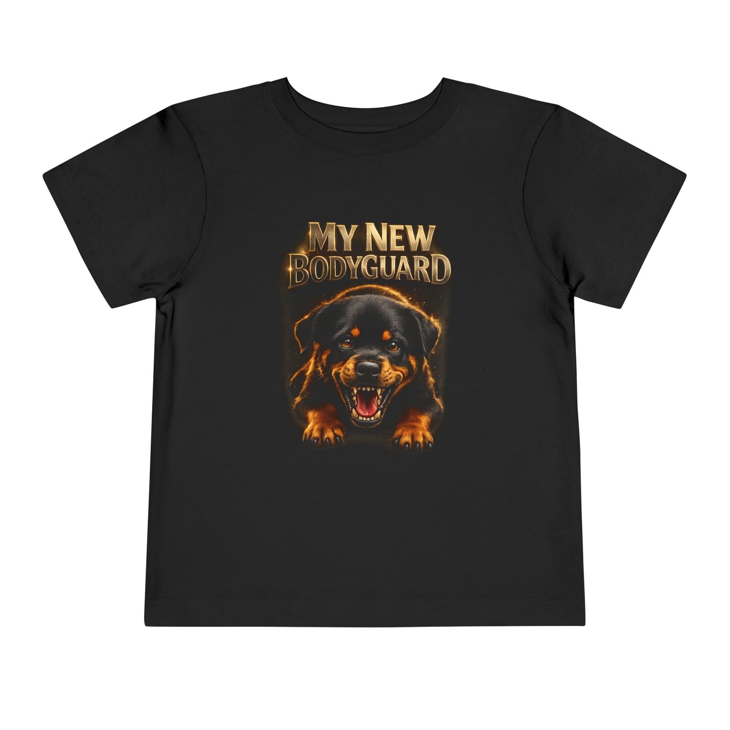 Kids Tee — "My New Bodyguard" Rottweiler Graphic Shirt