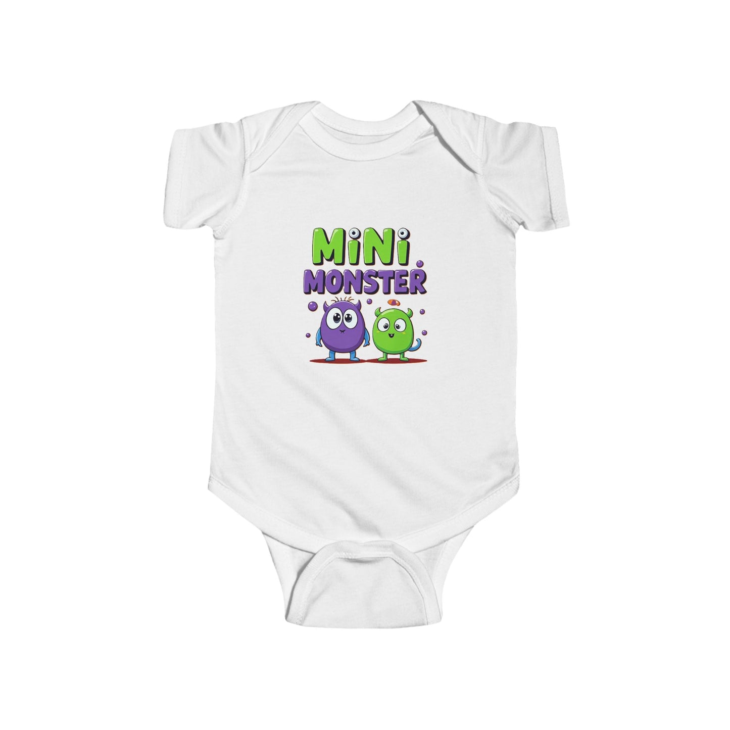 Mini Monster Infant Bodysuit — Cute Green & Purple Monsters Baby One-Piece