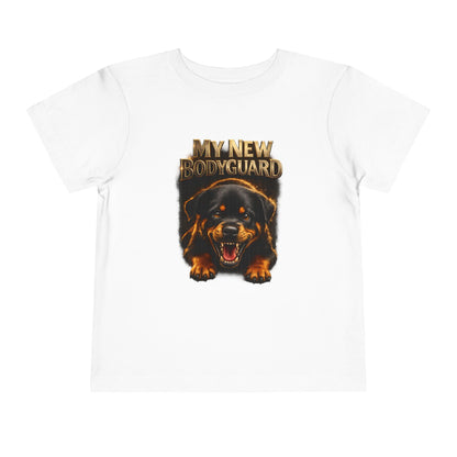 Kids Tee — "My New Bodyguard" Rottweiler Graphic Shirt