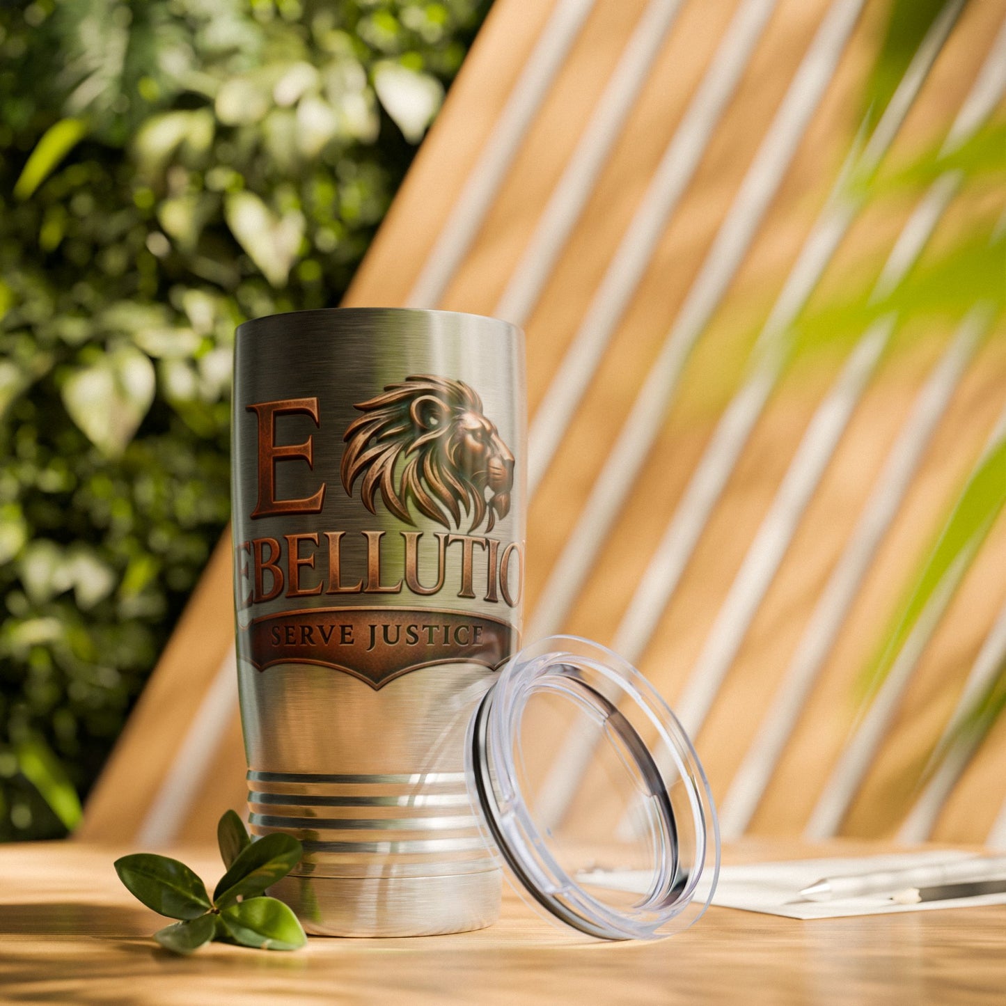 Rebellution Lion Emblem 20oz Tumbler — 'Serve Justice' Insulated Travel Mug