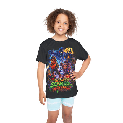 Kids Halloween Jersey — "I'm Not Scared, You Go First" Graphic Tee