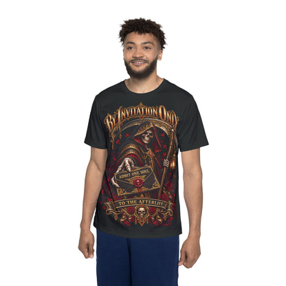 Afterlife Party Men's Jersey — 'By Invitation Only' Grim Reaper & Gothic Festival Tee