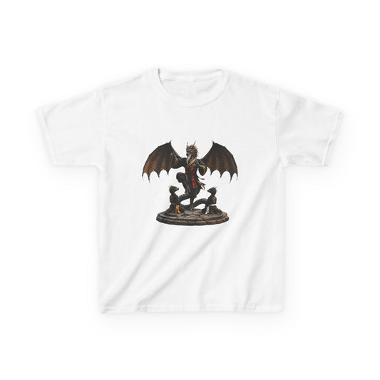 Kids Dragon Statue Tee — Fantasy Dragon Rider T‑Shirt for Children