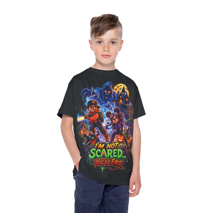 Kids Halloween Jersey — "I'm Not Scared, You Go First" Graphic Tee