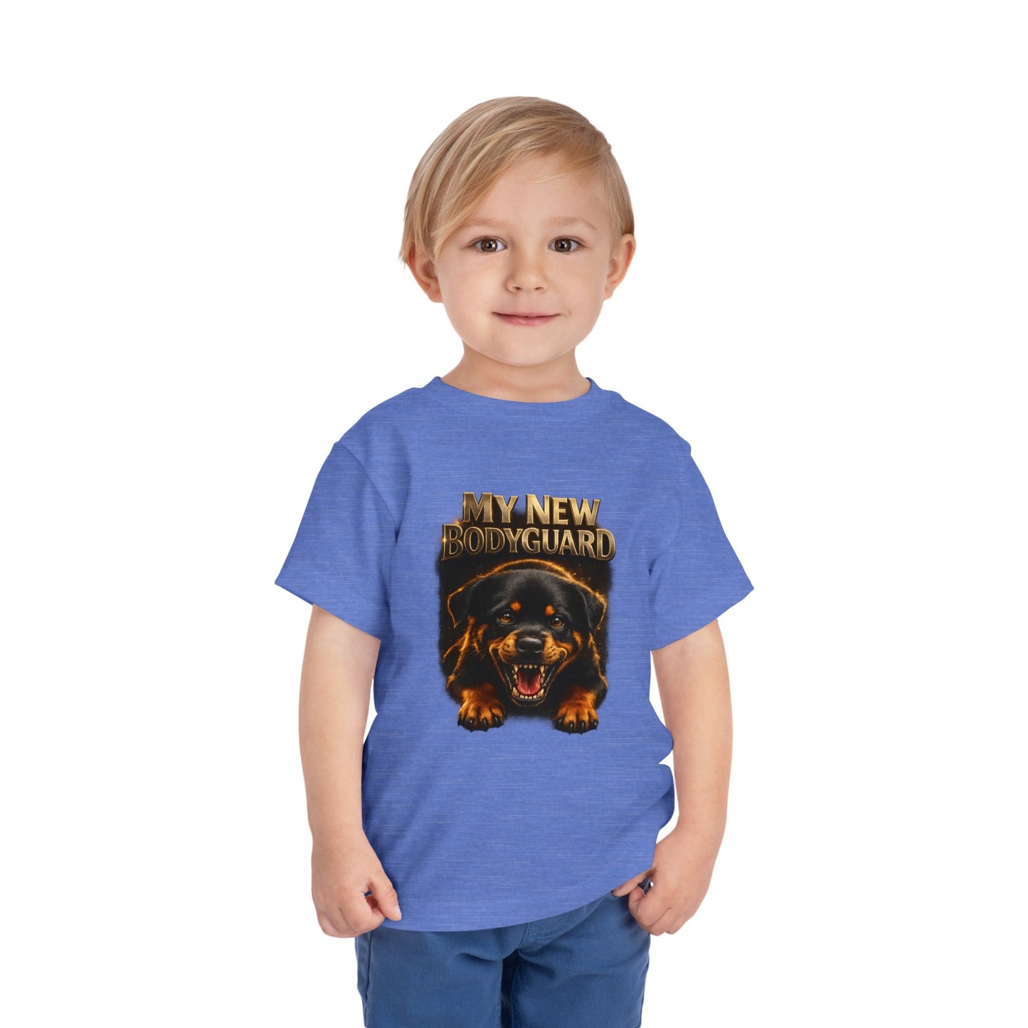 Kids Tee — "My New Bodyguard" Rottweiler Graphic Shirt