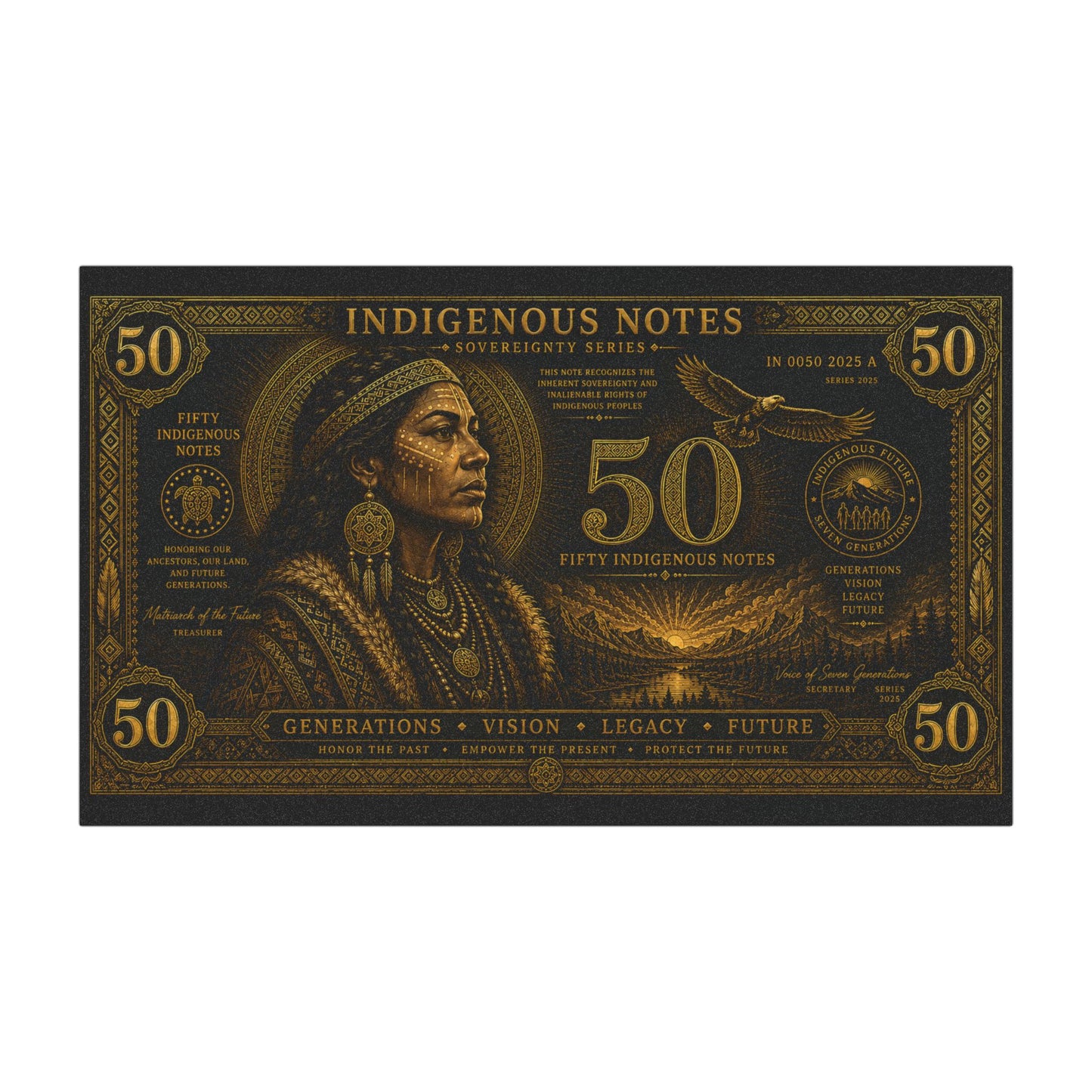 Indigenous Notes 50 Design Car Magnet — Native Heritage Money Art