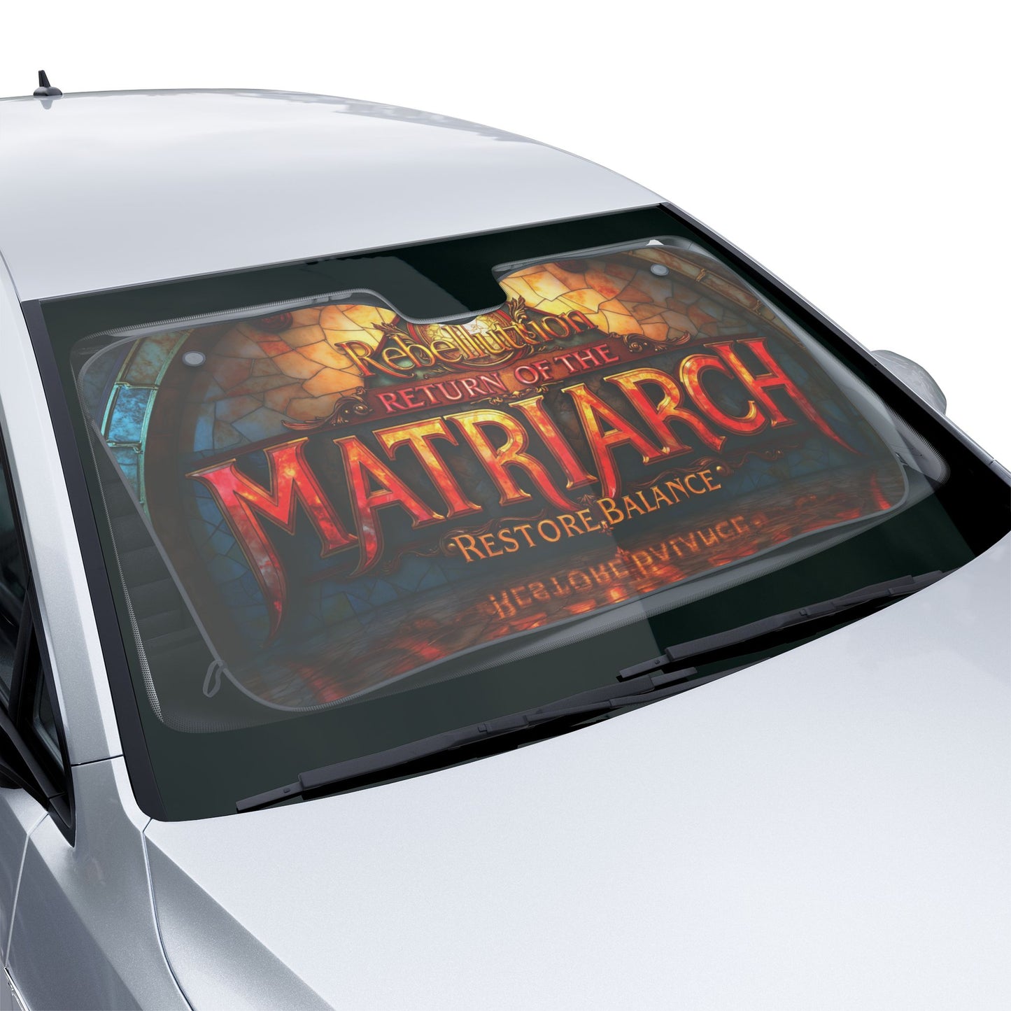 Return of the Matriarch Car Sun Shade — Bold Stained-Glass Design, UV Heat Protector