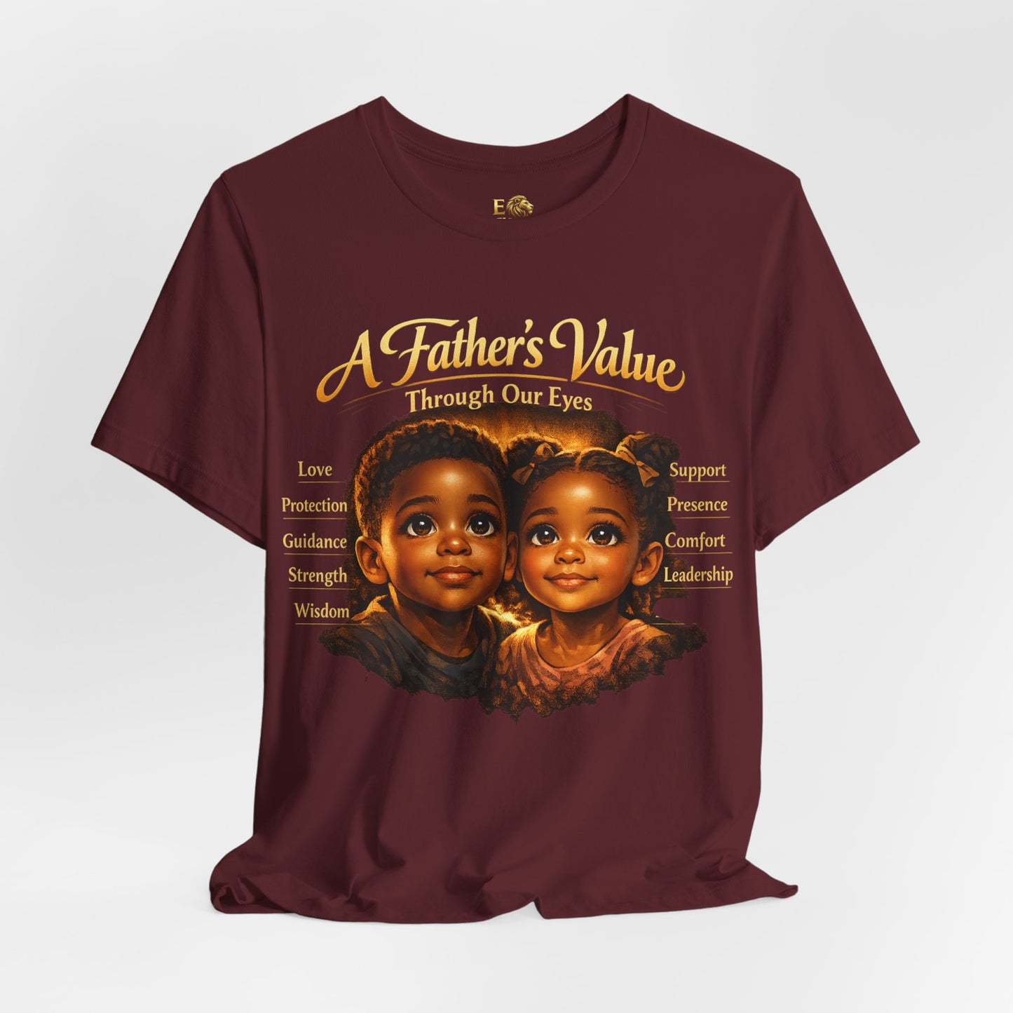 A Father's Value Tee — 'A Father's Value Through Our Eyes' Black Short Sleeve T-Shirt