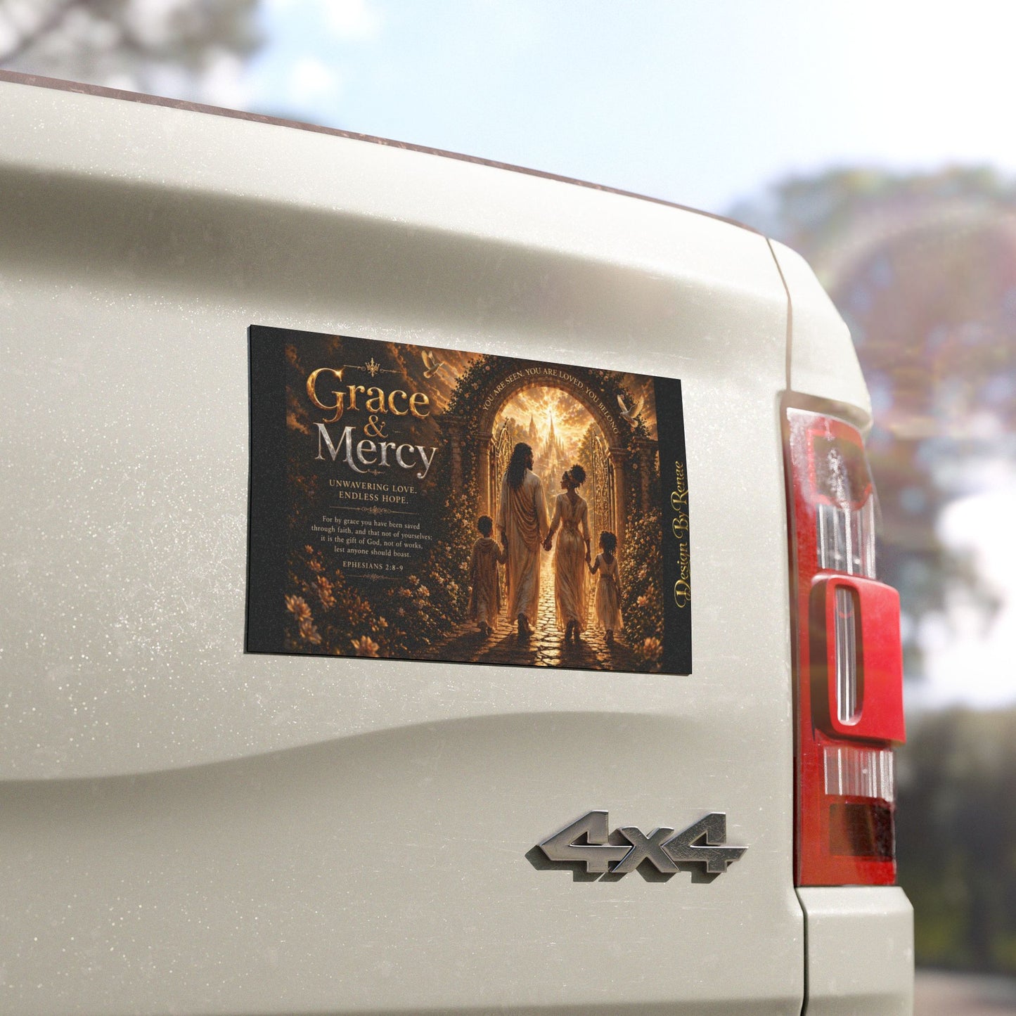 Grace & Mercy Car Magnet — Christian Faith Inspirational Vehicle Decor