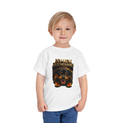 Kids Tee — "My New Bodyguard" Rottweiler Graphic Shirt