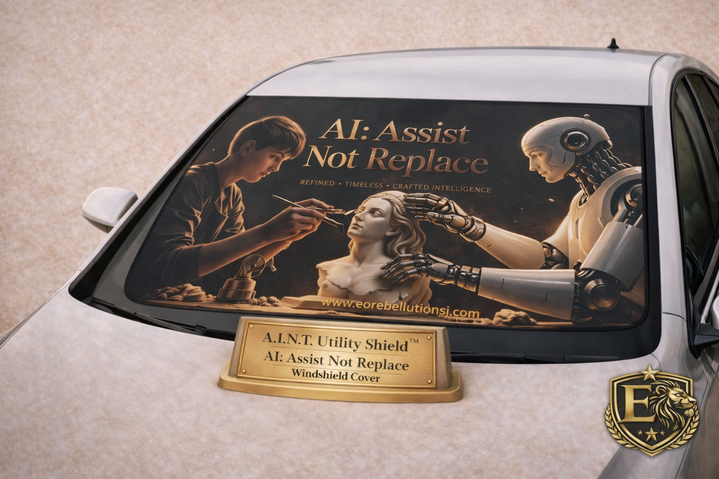 A.I.N.T. Utility Shield™ — AI: Assist Not Replace Windshield Cover