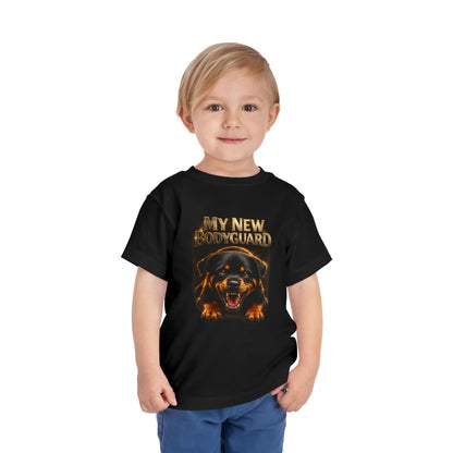 Kids Tee — "My New Bodyguard" Rottweiler Graphic Shirt