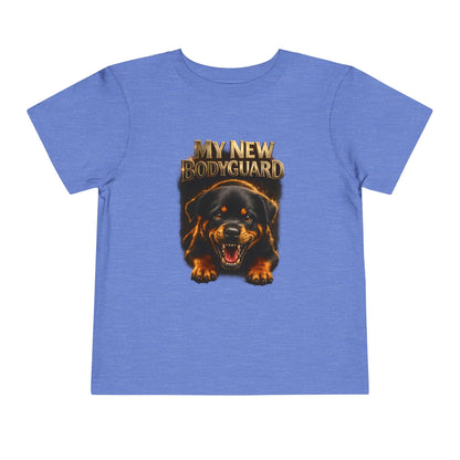 Kids Tee — "My New Bodyguard" Rottweiler Graphic Shirt