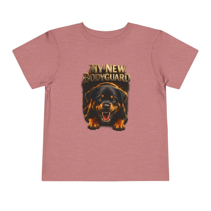Kids Tee — "My New Bodyguard" Rottweiler Graphic Shirt