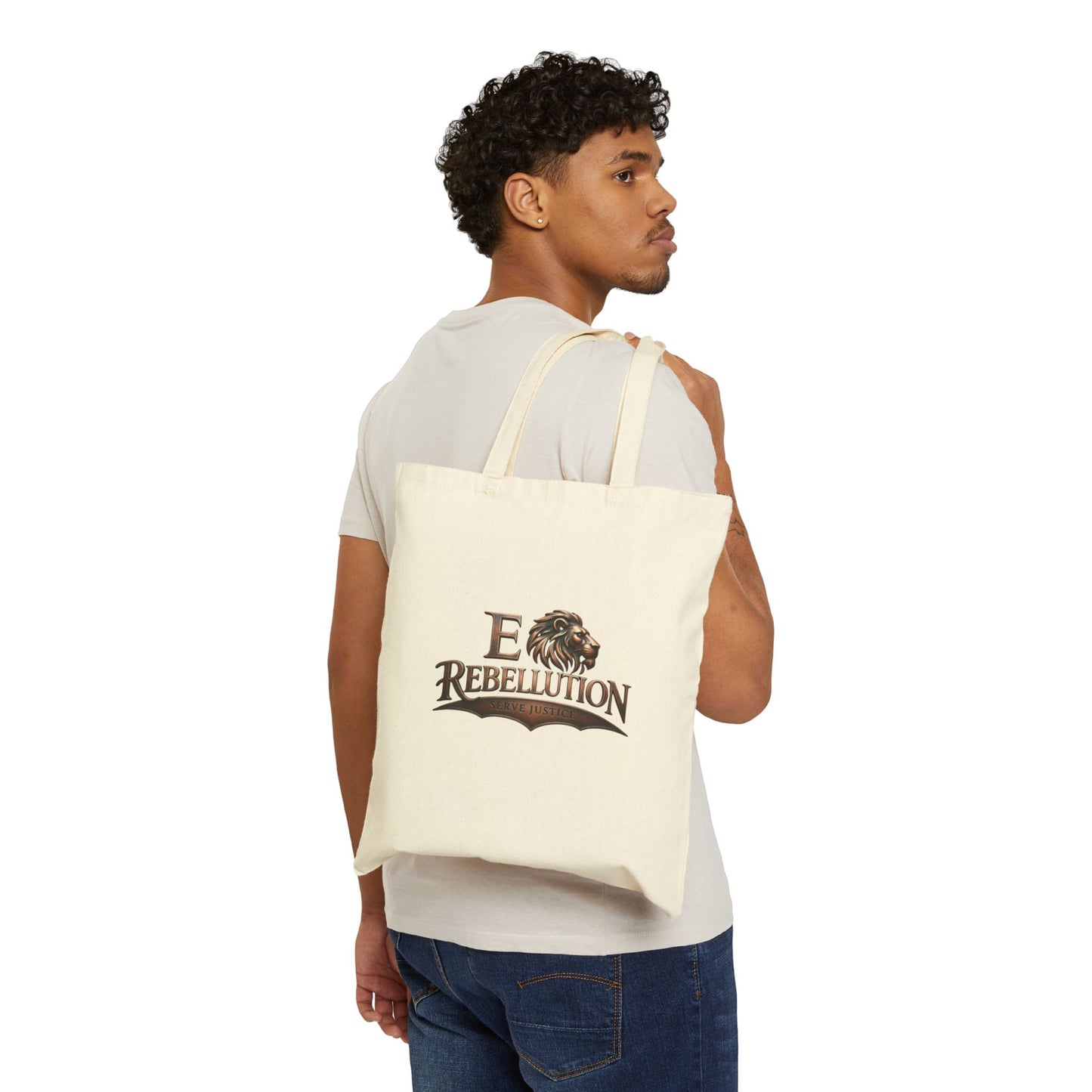 Rebellion Lion Cotton Tote Bag — Vintage Savanna Logo Eco Shopper