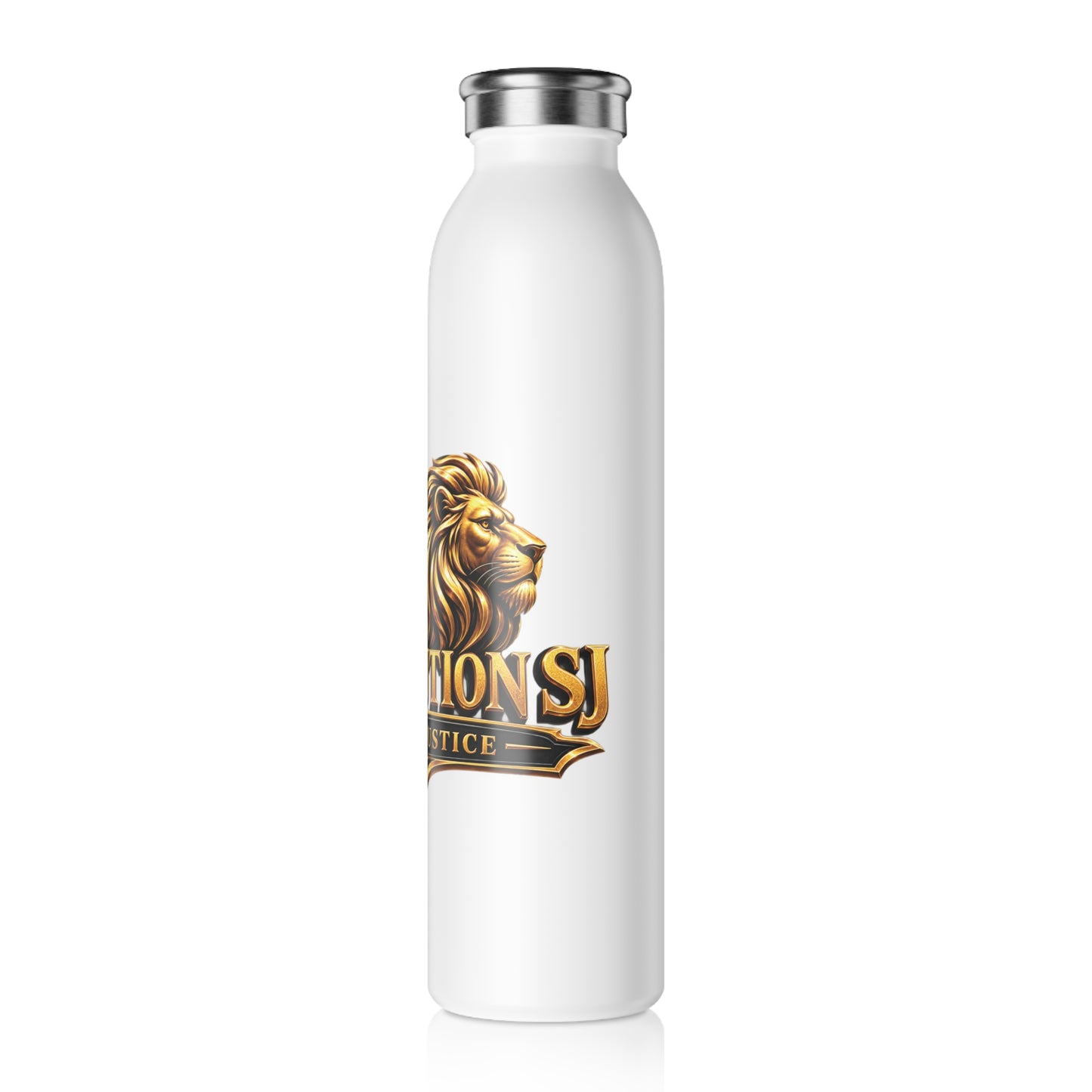 Lion Crest Slim Water Bottle — "Rebelution: Serve Justice" Stainless Steel Insulated Bottle
