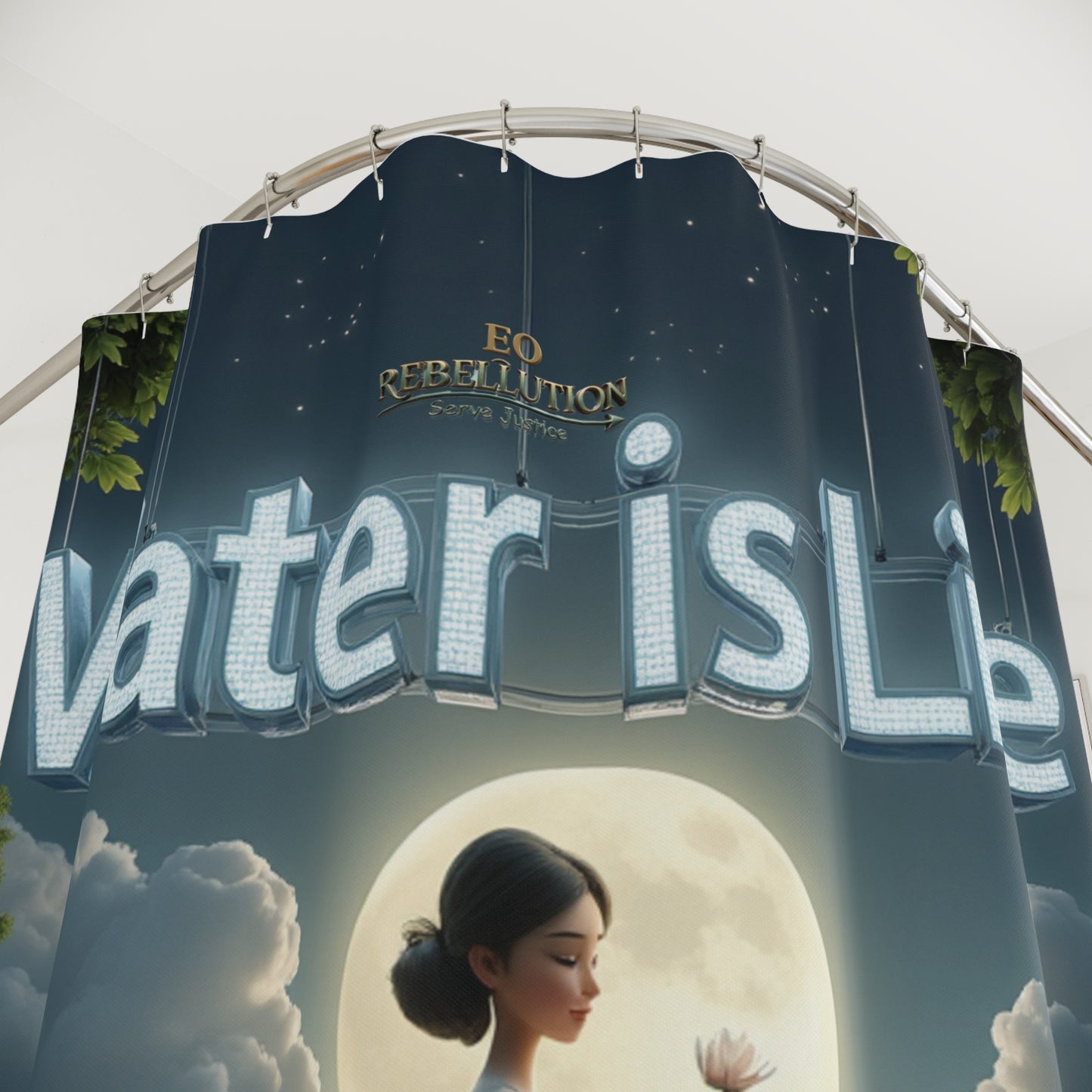 The Water's Reflection Shower Curtain — "Water is Life"