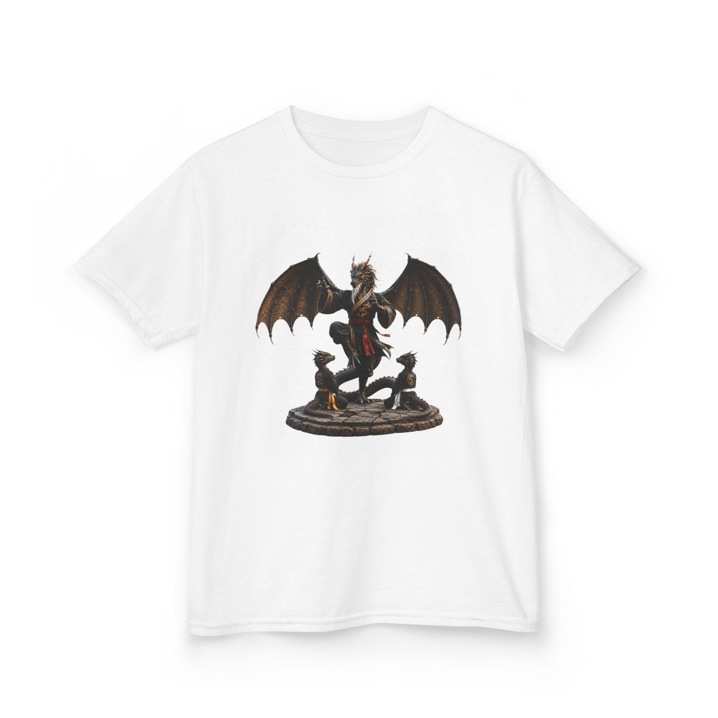 Kids Dragon Statue Tee — Fantasy Dragon Rider T‑Shirt for Children