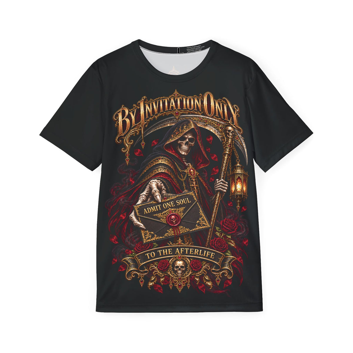 Afterlife Party Men's Jersey — 'By Invitation Only' Grim Reaper & Gothic Festival Tee