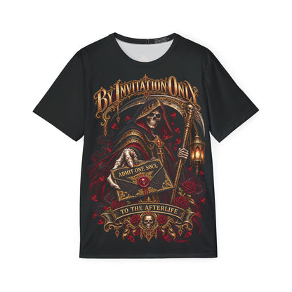 Afterlife Party Men's Jersey — 'By Invitation Only' Grim Reaper & Gothic Festival Tee